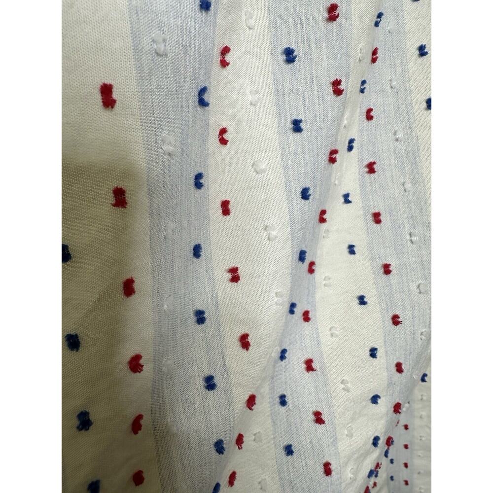 Loft Patriotic Swiss Dot Cotton Clip Strappy Button Midi Dress Sz 14 MSRP $120 - Picture 9 of 12